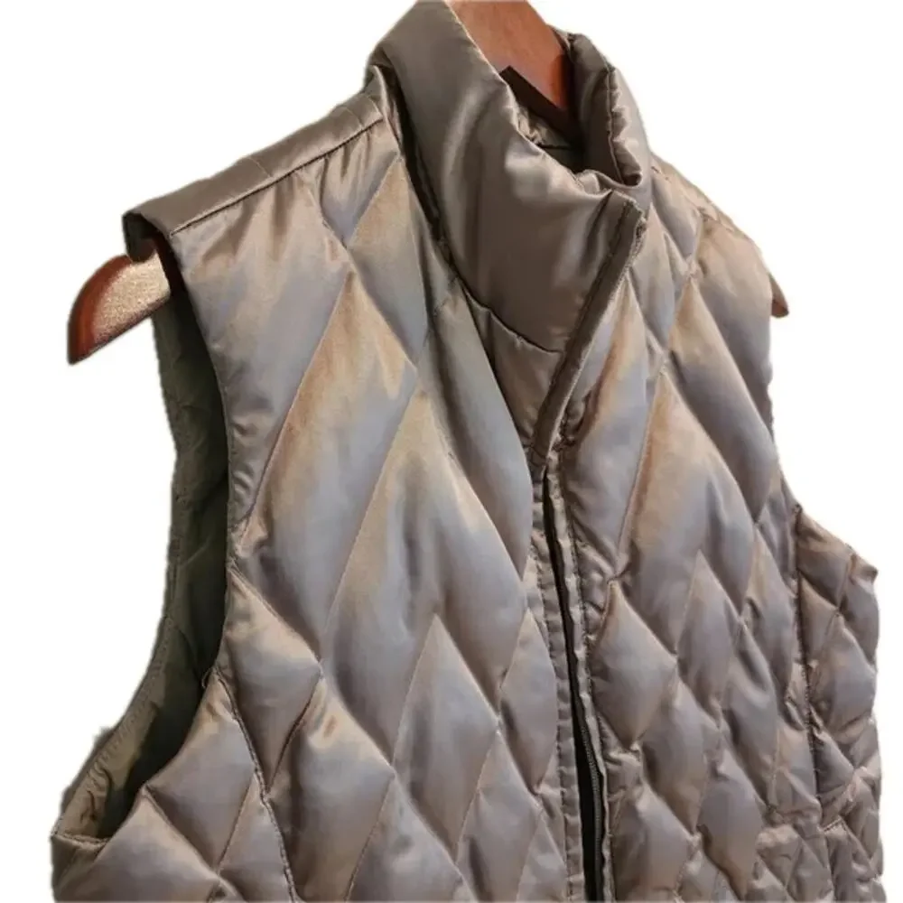 LANDS' END Goosedown Bronze Metallic Quilted Puffer Vest Size XS